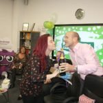 Midshire MD Julian Stafford giving Talia Roddy her prize