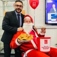 Santa and stuart carruthers at the Midshire Red Breakfast